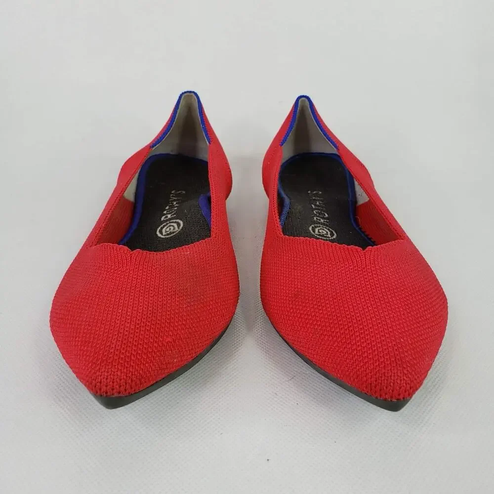 Rothys The Point Shoes Womens Size 9 Red Knit Pointed Toe Ballet Flats Slip On
